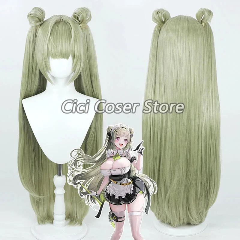 Game Nikke Goddess of Victory Soda Cosplay Costume Long Green Hair Sexy Maid Dress Women Halloween Party Carnival Outfit Wigs;3,