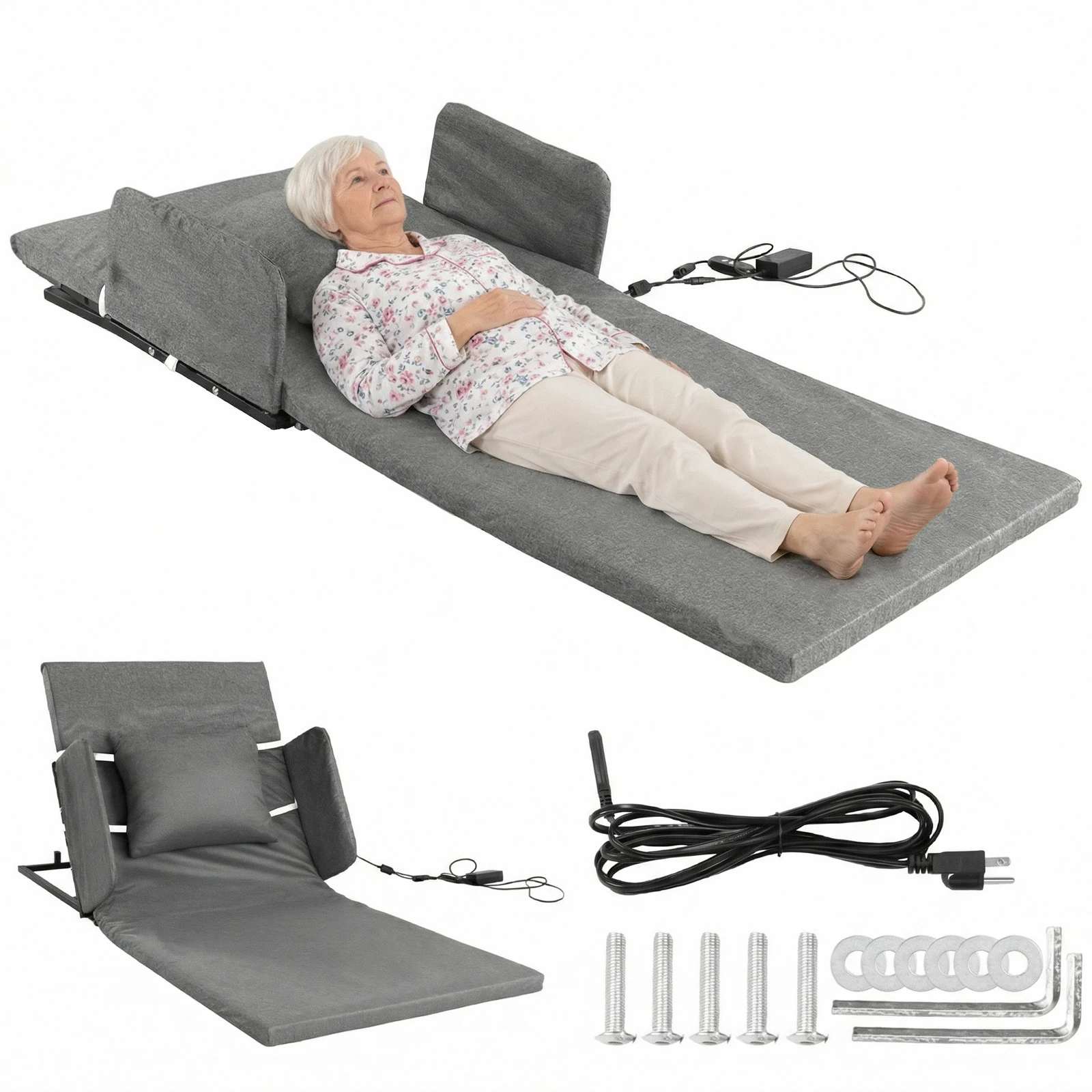 

2-80° Sit-Up Back Rest Chair with Guardrails Labor-Saving Lift Mattress Load Max 330 Lbs for Sleeping Reading Relaxing