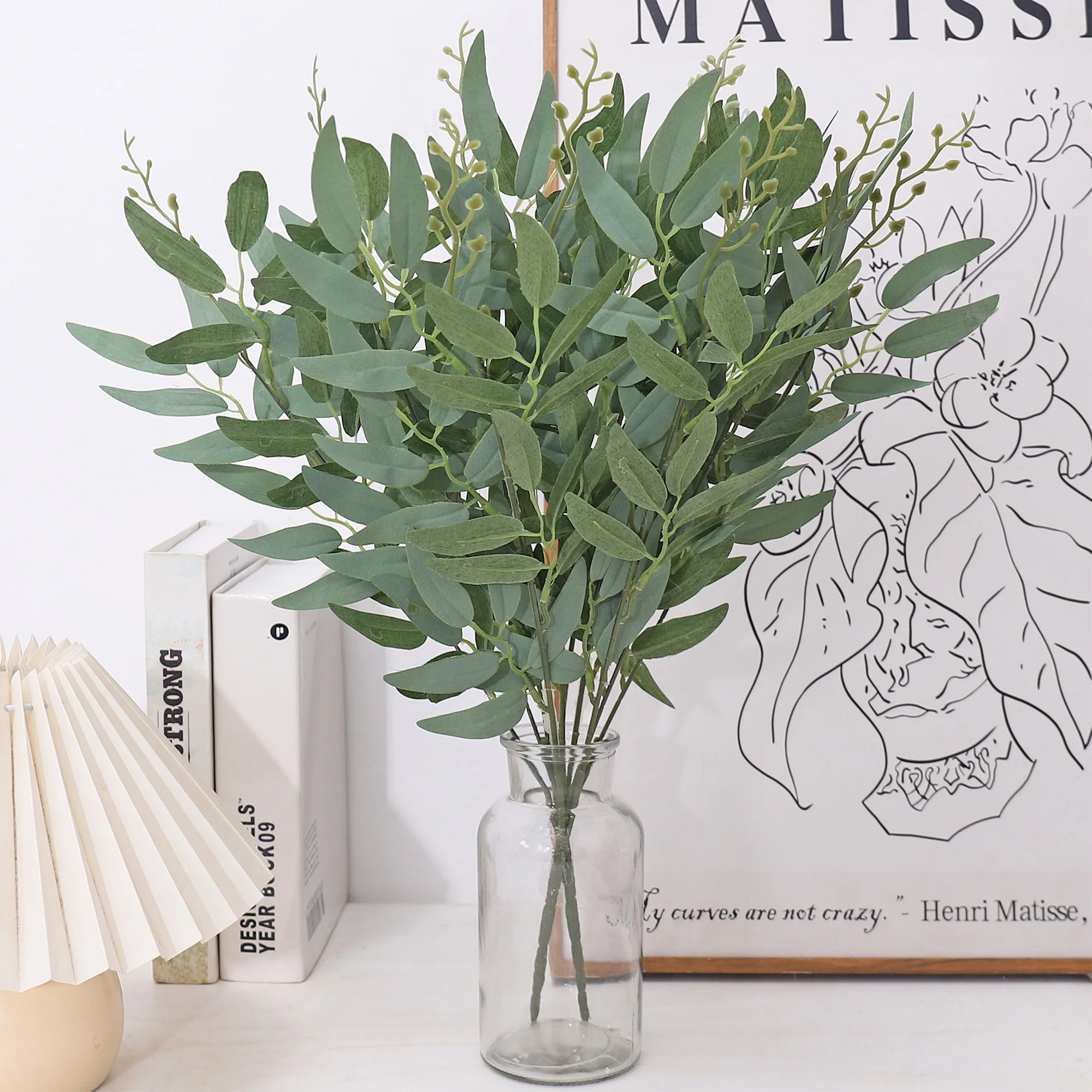 Weidenblätter, künstliche Grünpflanzen, gefälschte Eukalyptusblätter, Arrangement, Blumenzubehör, Hochzeit, Zuhause, Outdoor, Gartendekoration – Detail 1