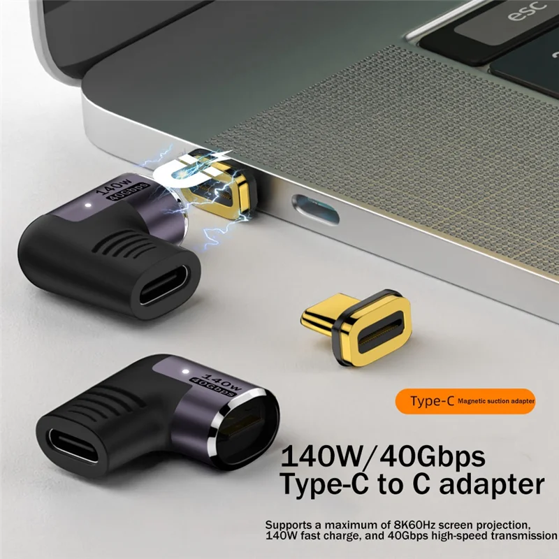 Adaptador tipo C Convertidor de carga rápida de 140 W compatible con transmisión de alta velocidad de 40 Gbps Adaptador de vídeo HD de 8 K y 60 Hz