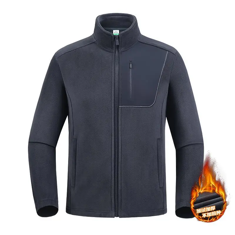 

High-Quali Fce Jaet Outdoor Windproof Thiened Plu Open Cardigan Warm Top for Men Casual Wear ort Sle Youthful