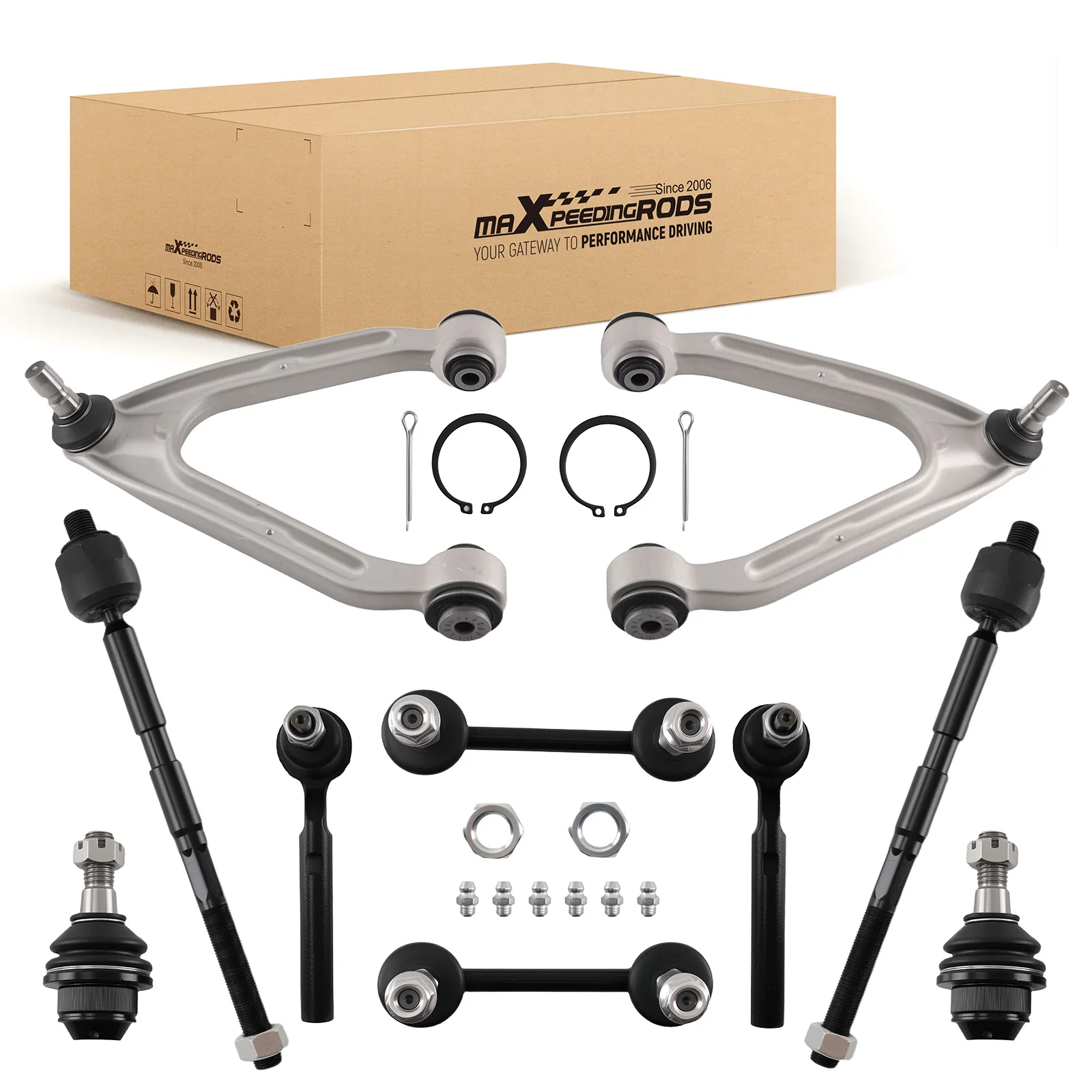 MaXpeedingrods Factory 10x Front Upper Control Arms Tie Rod Sway Bar Link Kit For Hummer H3 2006-2010 Suspension Upgrade
