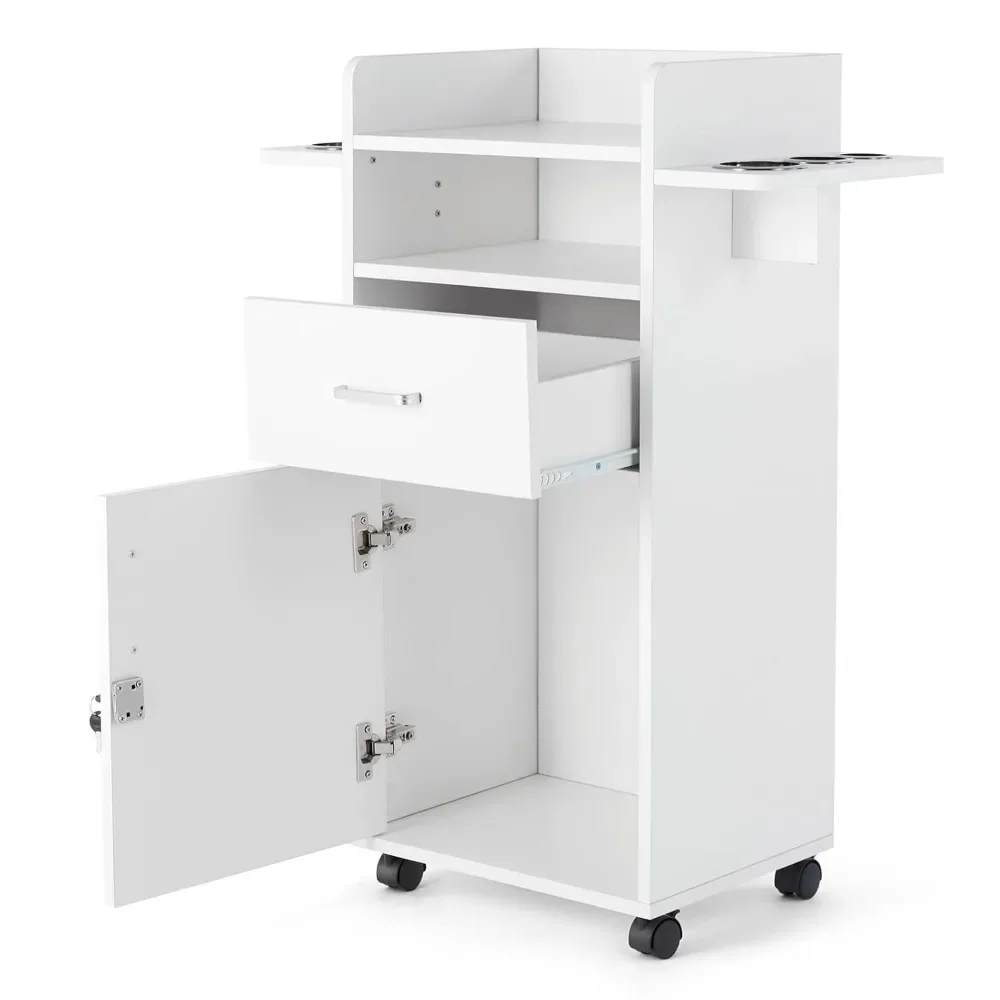 Armoire de salon pour coiffeur, station de coiffure avec roulettes, chariot de salon de beauté pour coiffeur avec 6 porte-outils