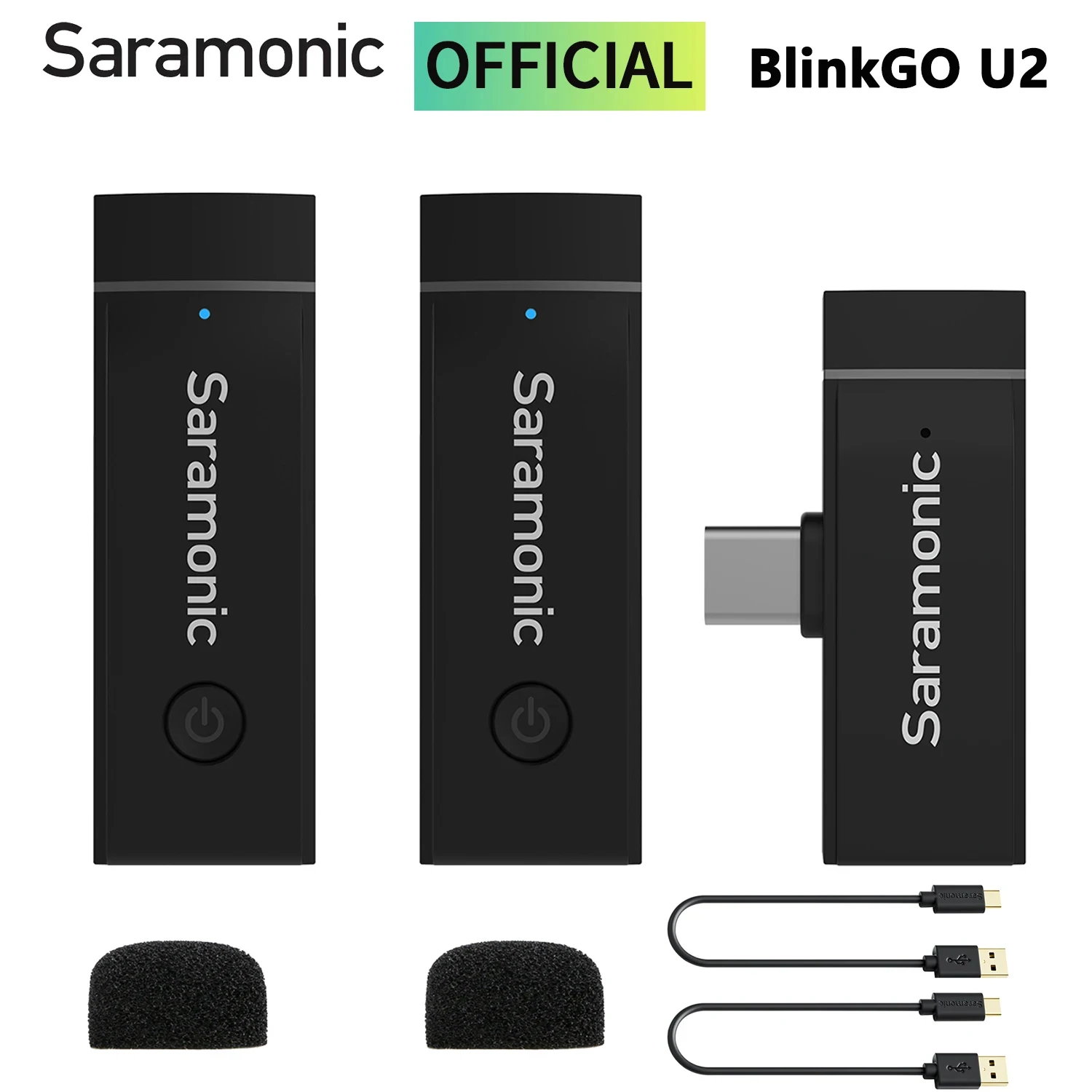 Saramonic BlinkGo U2 Dual Channel Wireless Lavalier Lapel Microphone for Android PC Computer USB-C Devices Streaming Recording