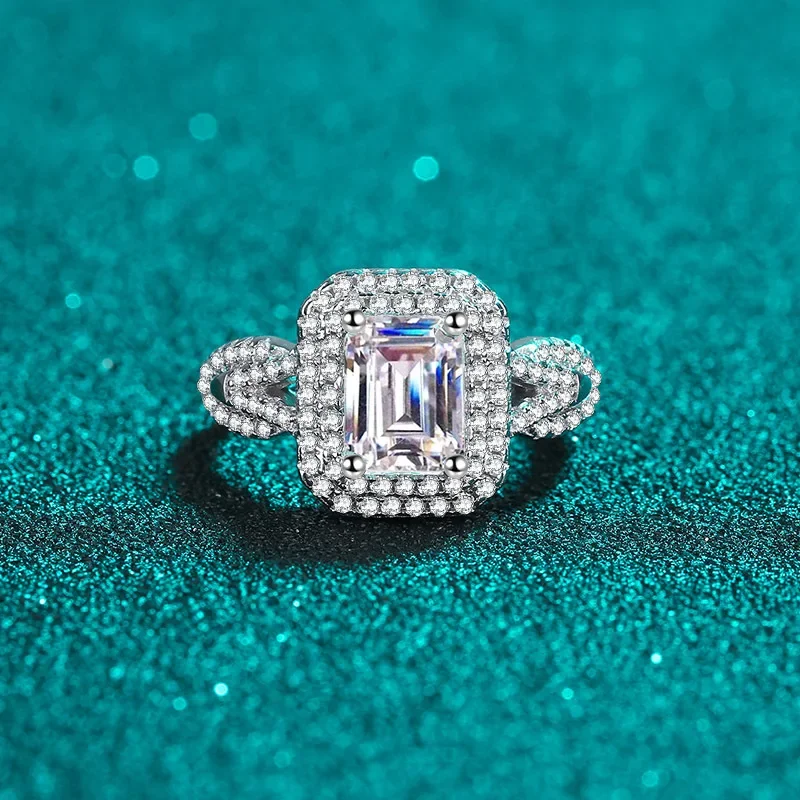 خاتم نسائي مرصع بالذهب عيار 18 قيراط، مرصع بحلقة مويسانيتي صفراء وردية، خاتم لطيف وعصري من البلاتين Pt950 #3