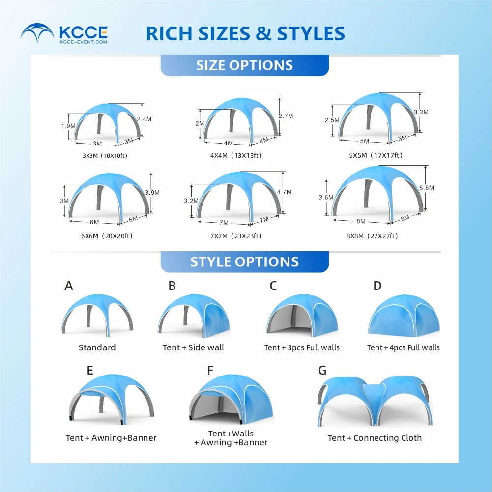 

KCCE Easy Setup Inflatable Air Shelter Custom Design Eye-Catching High Impact Gazebo Canopy Air Dome Tent for Black Friday Sales