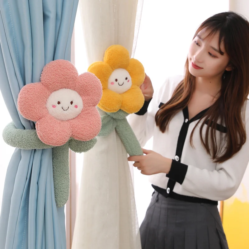 Cute Flower Multifunctional Curtain Buckle Plush Toys Stuffed Soft Creative Plants Dolls Kids Toys Girls Gift Home Decoration