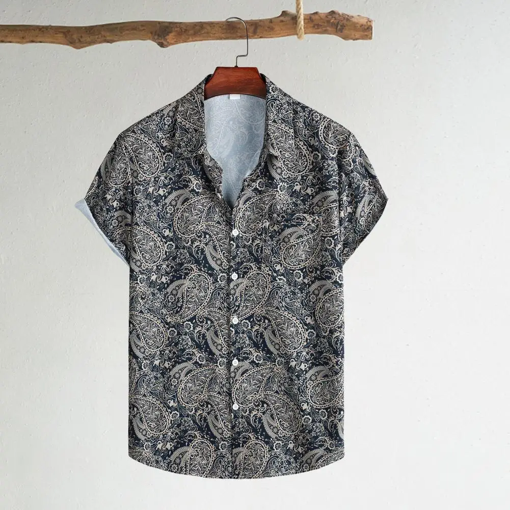 

Men Beach Shirt Tropical Floral Print Hawaiian Shirt for Men Beach Vacation Top with Chest Pocket Short Sleeves Soft Loose Fit