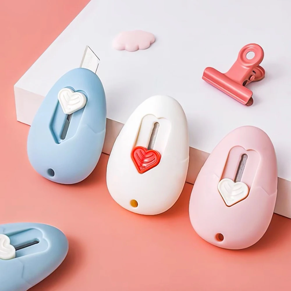 1 قطعة Lytwtw's Kawaii جيب صغير البيض الحب الفن سكّين متعدّد الاستخدامات صندوق سكين الة قطع الورق الحرفية التفاف إعادة الملء شفرة القرطاسية #1