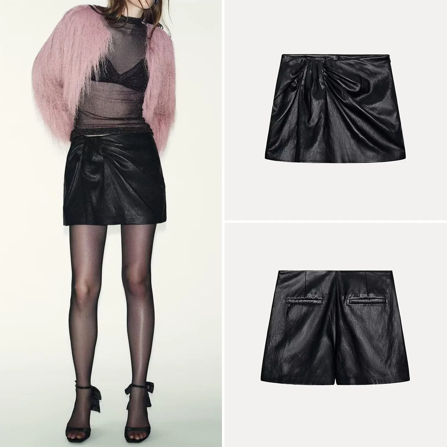 

Winter 2025 Women's Faion Simple Elegance Low Waist Gathered Skirt Pants ort Pants Other Material 00% Z Brand