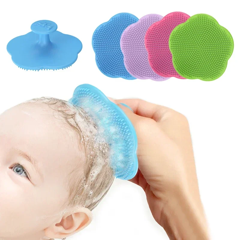 Baby Hair Brush Cute Infant Fetal Head Fat Cleaning Silicone Brush Newborn Soft Hair Comb Head Massager for Baby Care Accessorie