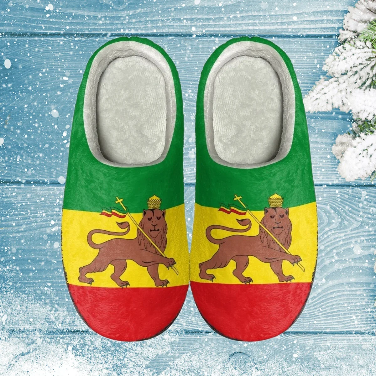 Comfortable Indoor Household Cotton Slippers Non-Slip Slides Shoes for Women Men Household Ethiopia Flag Sandals Hot