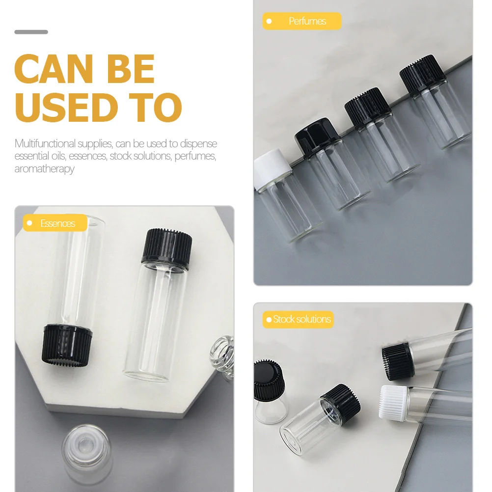 50Pcs Essential Oil Bottle 1ml Portable Cosmetics Travel Bottles Durable Fine Craft No Spillage Reusable Travel Bottles