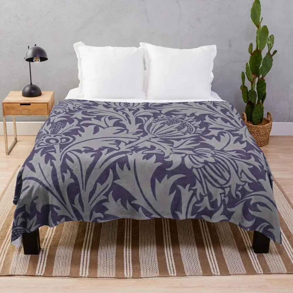 

William Morris Thistle (plum/taupe) Throw Blanket for sofa cosplay anime Blankets