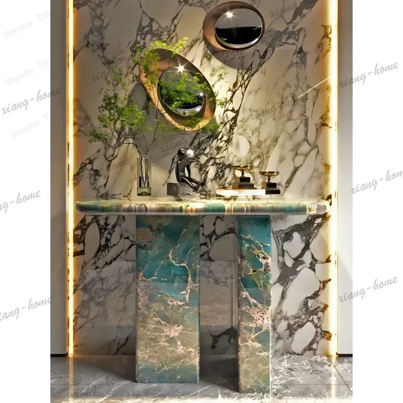 Factory Direct Amazon Green Marble Entrance Cabinet Entrance Facing The Door, High-end French Light Luxury High-end Wall-walled