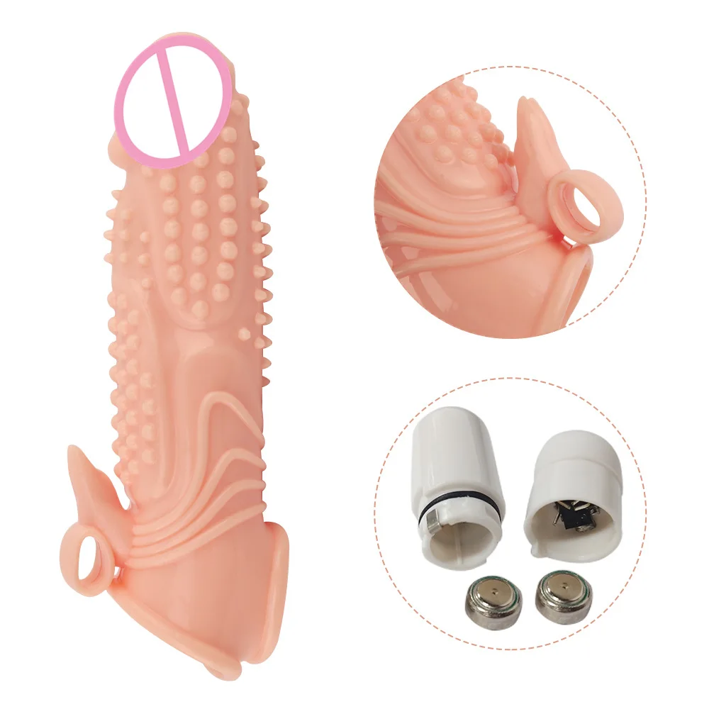 Extensor vibratório reutilizável para casais, vibrador masculino, preservativo reutilizável, capa de pênis, manga de boquete, capa adulta