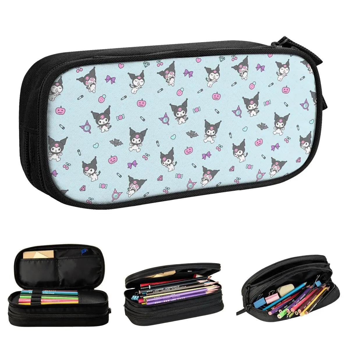 

Kawaii Kuromi Halloween Pumpkin Pencil Case New Cute Cartoon Pen Pencil Bags Kids Big Capacity Office Zipper Pencilcases