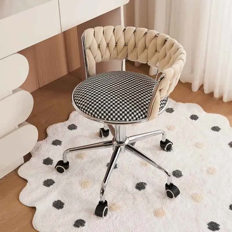 

Nordic Rotating Backrest Chair,Creative Pulley Stool,Home Leisure Chairs,Living Room Chair,Bedroom Dressing Stool,Home Furniture