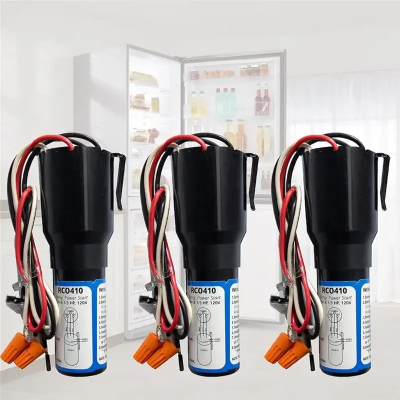 1Set/3Pcs For RCO410 Compressor Hard Start Capacitor Kit For Refrigerators & Freezers 1/4-1/3 For HP 115VAC