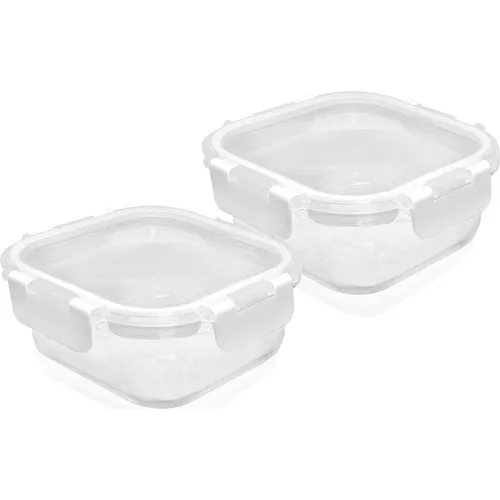 The Mia 2'li Set Glass Storage Canister Square 800 ml White