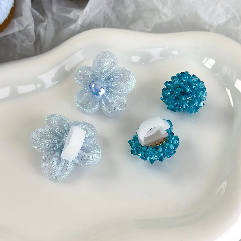 Shoe Decorations 2026 Fashion Blue Mesh Bow Crystal Beaded Shoe Buckle Flower for Women Girl Jewelry Gifts DIY Shoe Accessories