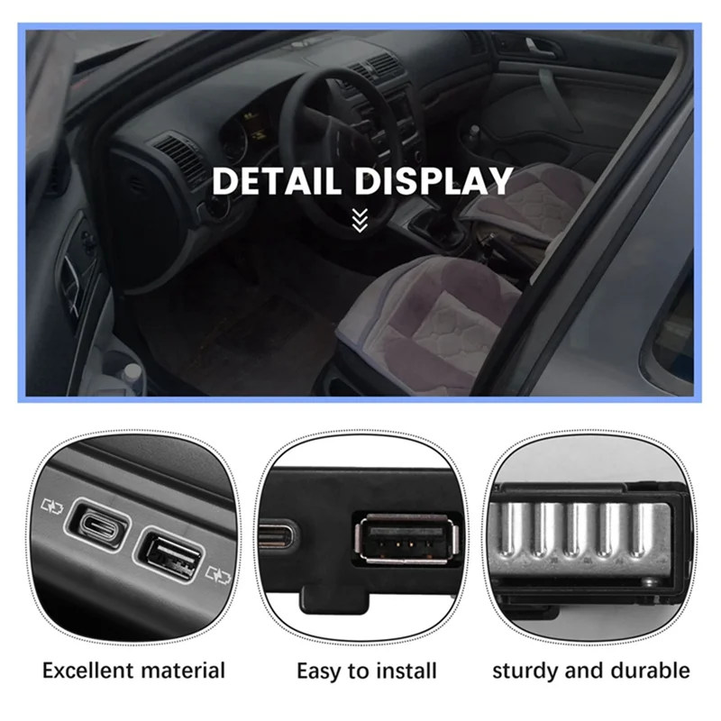 Prise USB pour siège arrière de voiture, 5QD 035 726 L, avec câble, pour accoudoir Skoda Kodiaq Karoq, adaptateur USB 5QD035726L, Durable, facile à installer, TCE