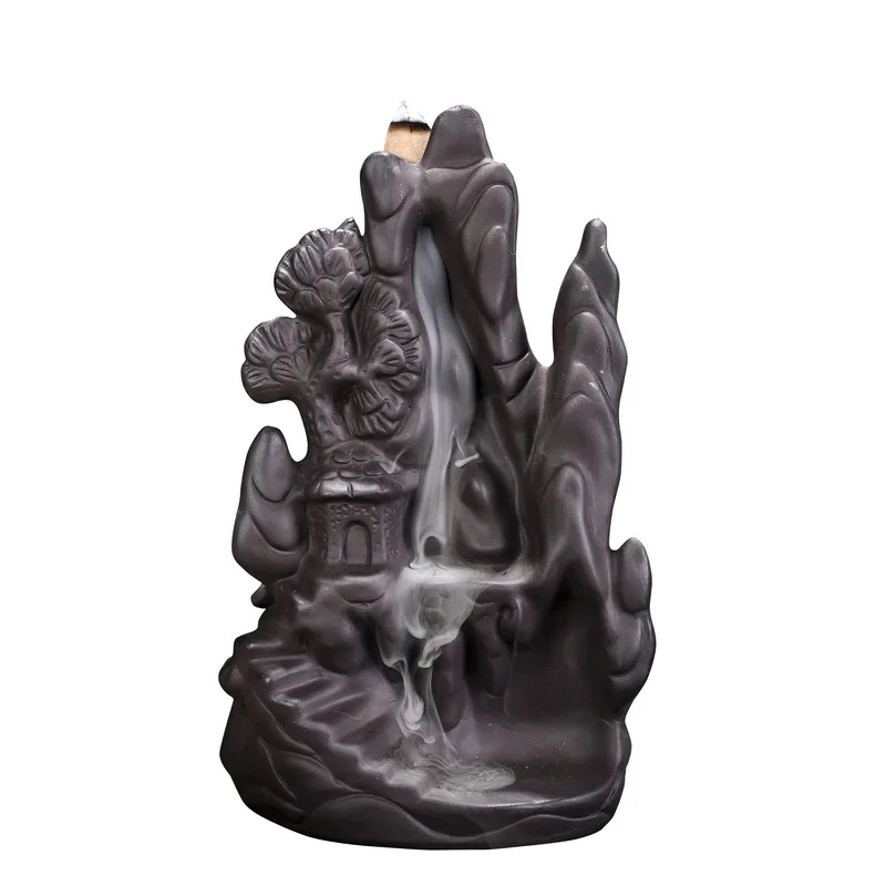 Landscape Double Sided Mermaid Dolphin Home Ornament Backflow Incense Ceramic Censer