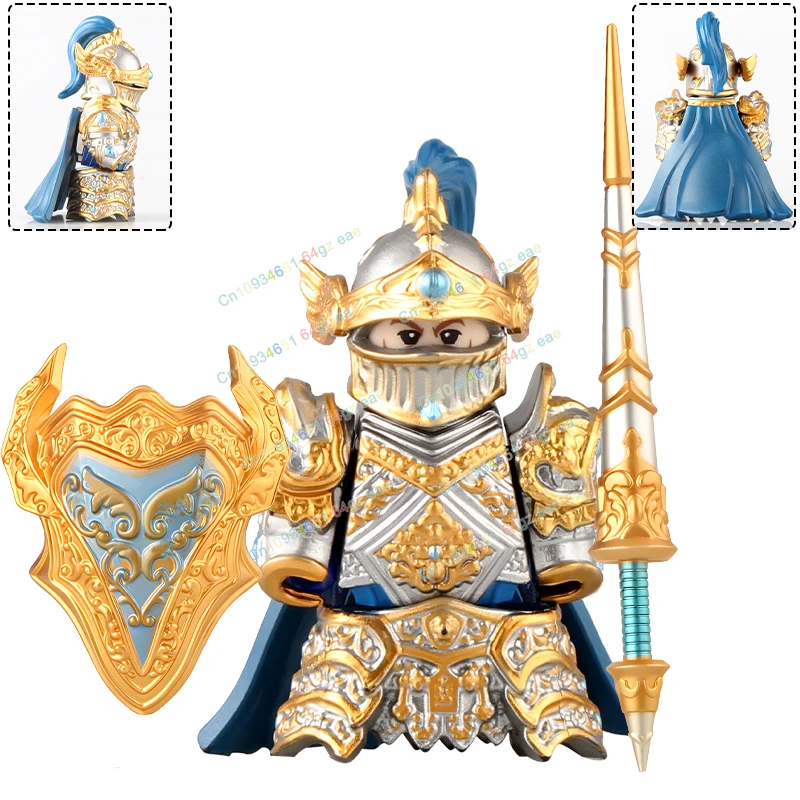 S124-127 Cavaliere militare medievale Cavallo da guerra Armatura pesante Accessori Scudi Armatura Armi Modelli Giocattoli per bambini Regalo di Natale