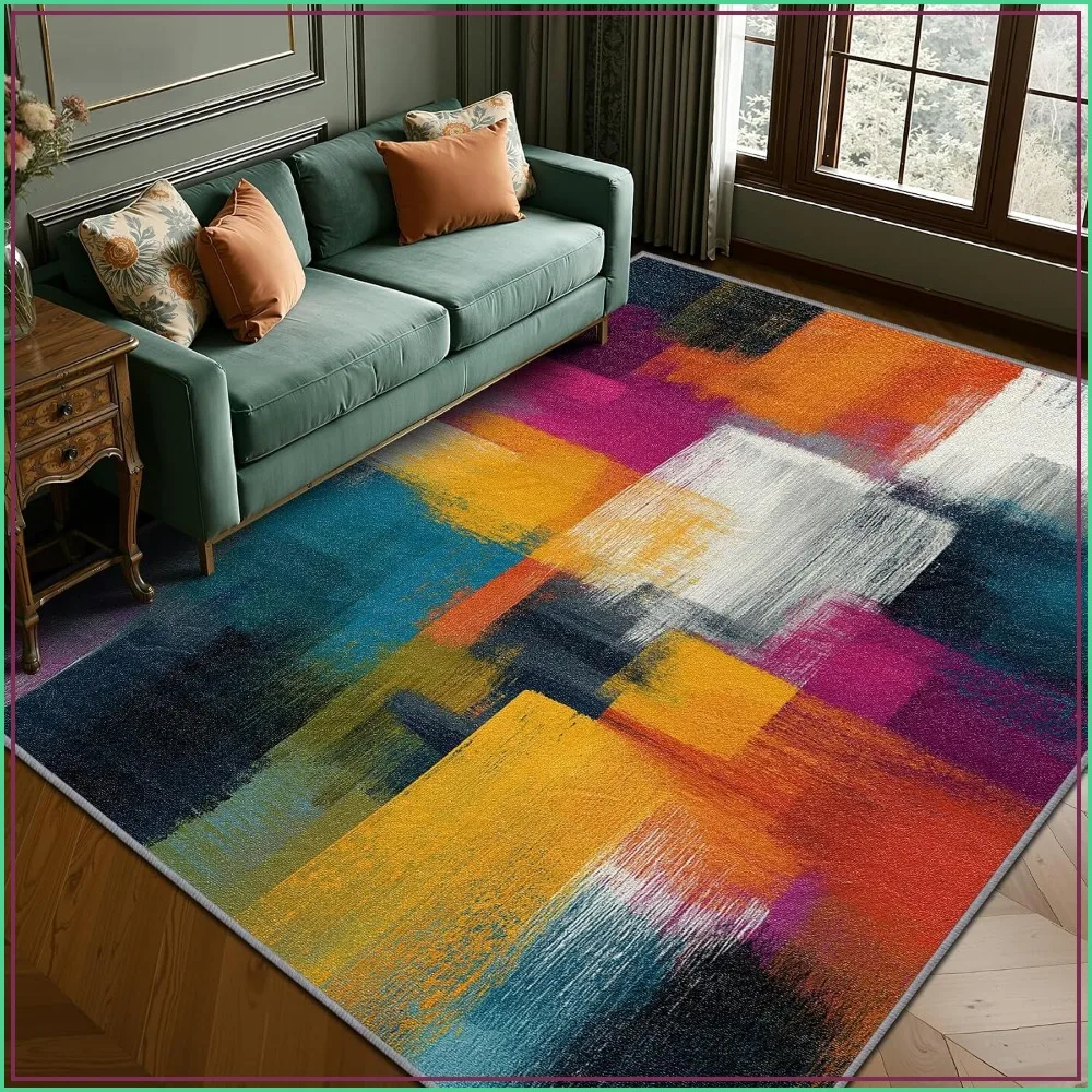 4x5 Area Rug Machine Washable Non-Slip Bedroom Living Room