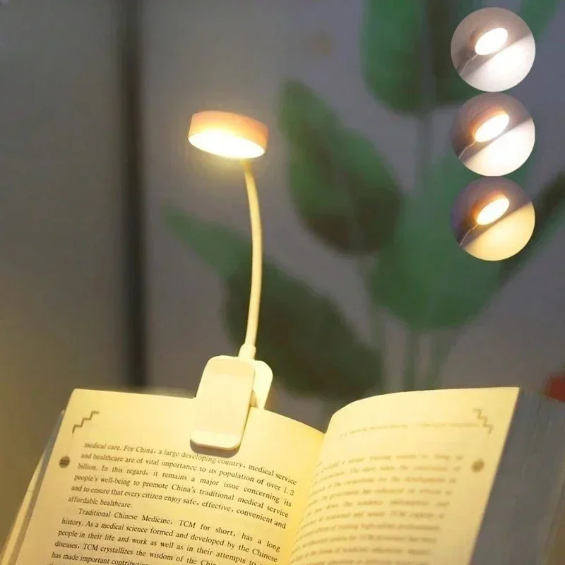 Eye Protection Portable LED Clip Book Lamp Battery Operated Stepless Dimmable Reading Light for Dorm Travel Bed Reading