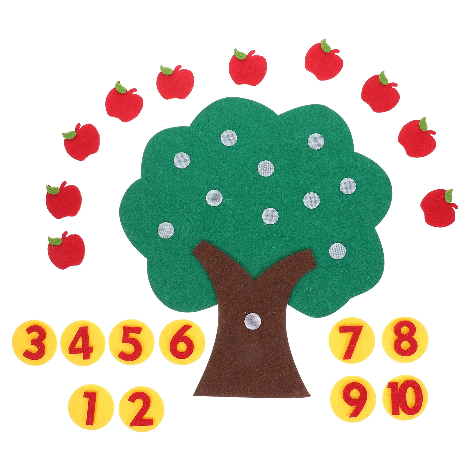 Vilten kleuterspeelgoed Appelboom Digitale niet-geweven appels Nummer Matching Memory Game Peuter Puzzels Sticker