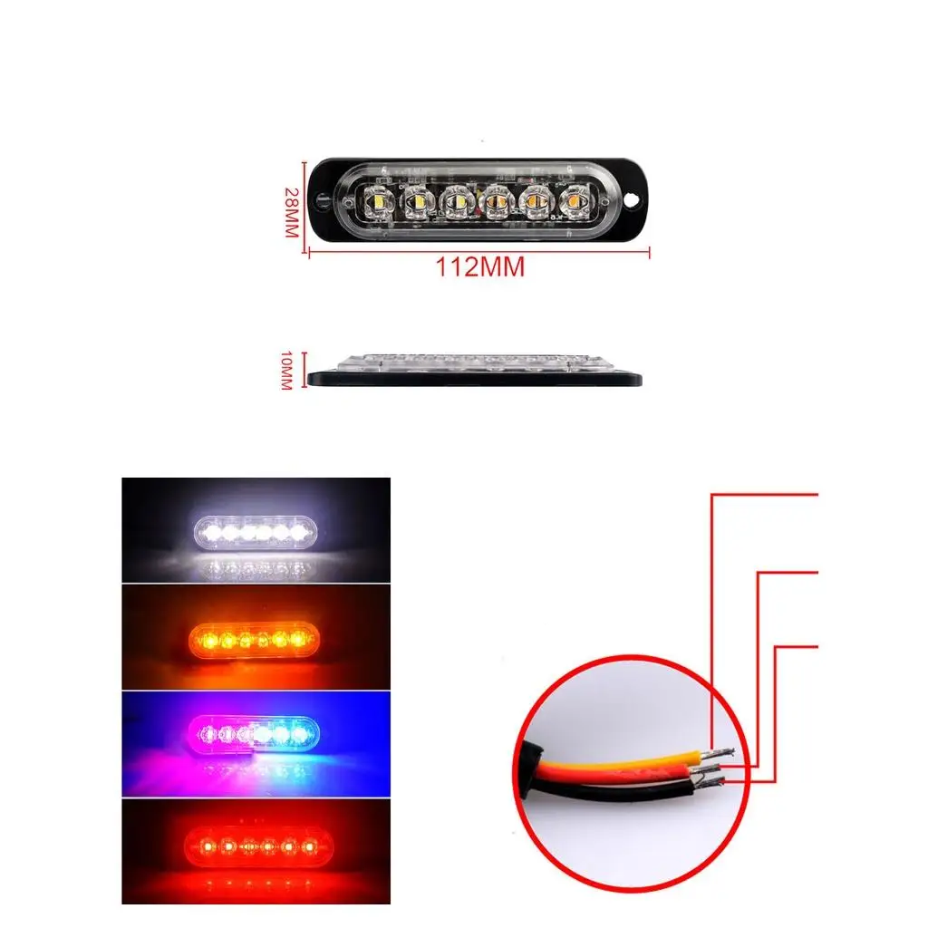 Compact Universal Strobe Flash Light Bar with 17 Modes Waterproof Emergency Beacon Lamp Slim 18W for Car SUV Pickup Truck Van