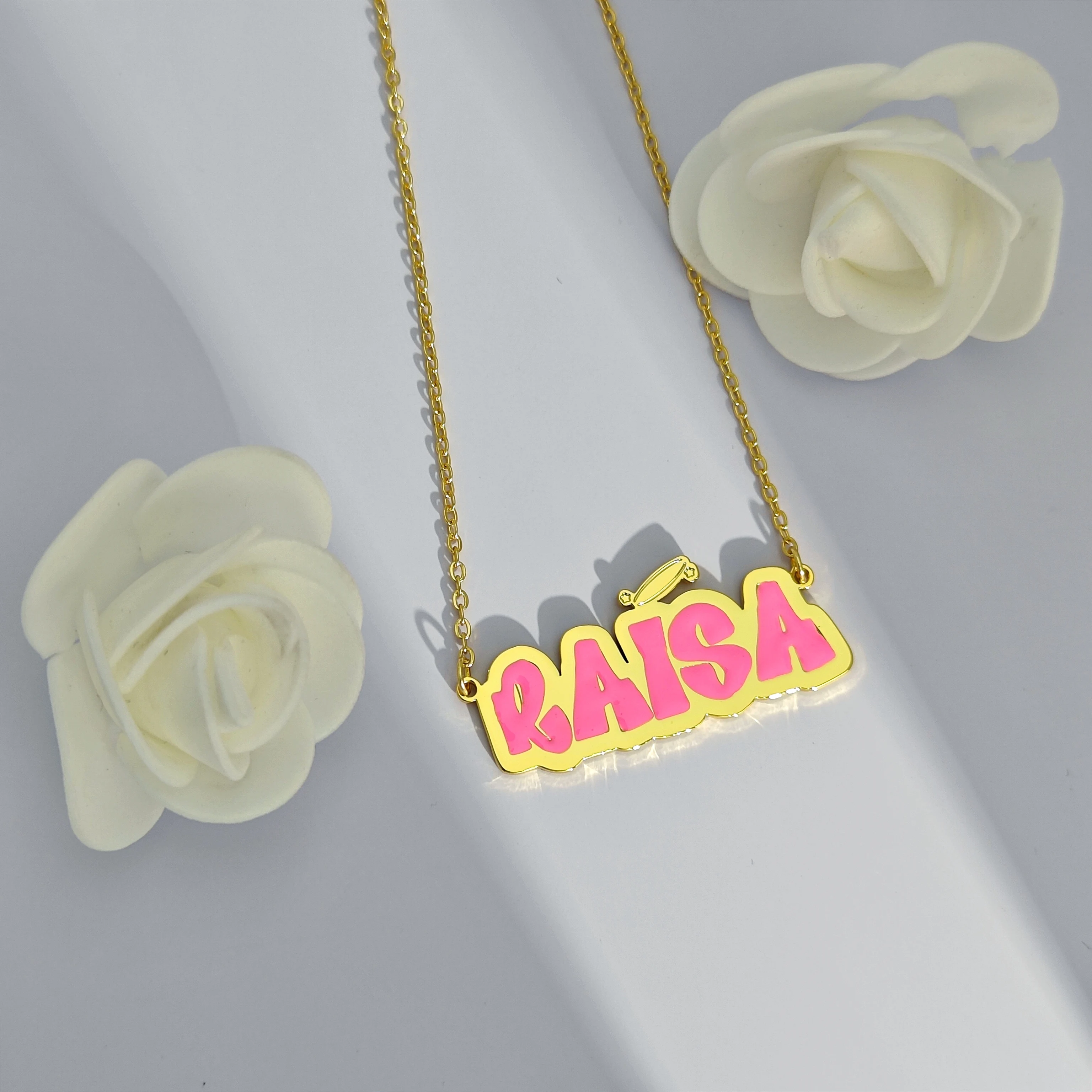 DOREMI Custom Name Necklace Stainless Steel Colorful Necklace Personalized Gifts Enamel Necklace Custom Name Necklace for Women