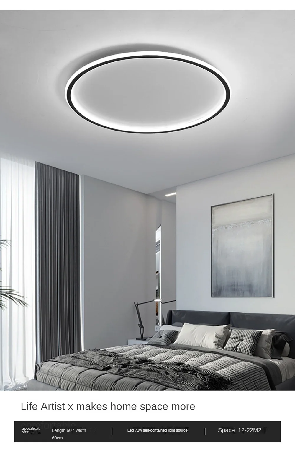 Nordic Minimalist LED Ceiling Light For Bedroom Living Room Aisle Study Room Balcony Circular Remote Control Lighting Chandelier