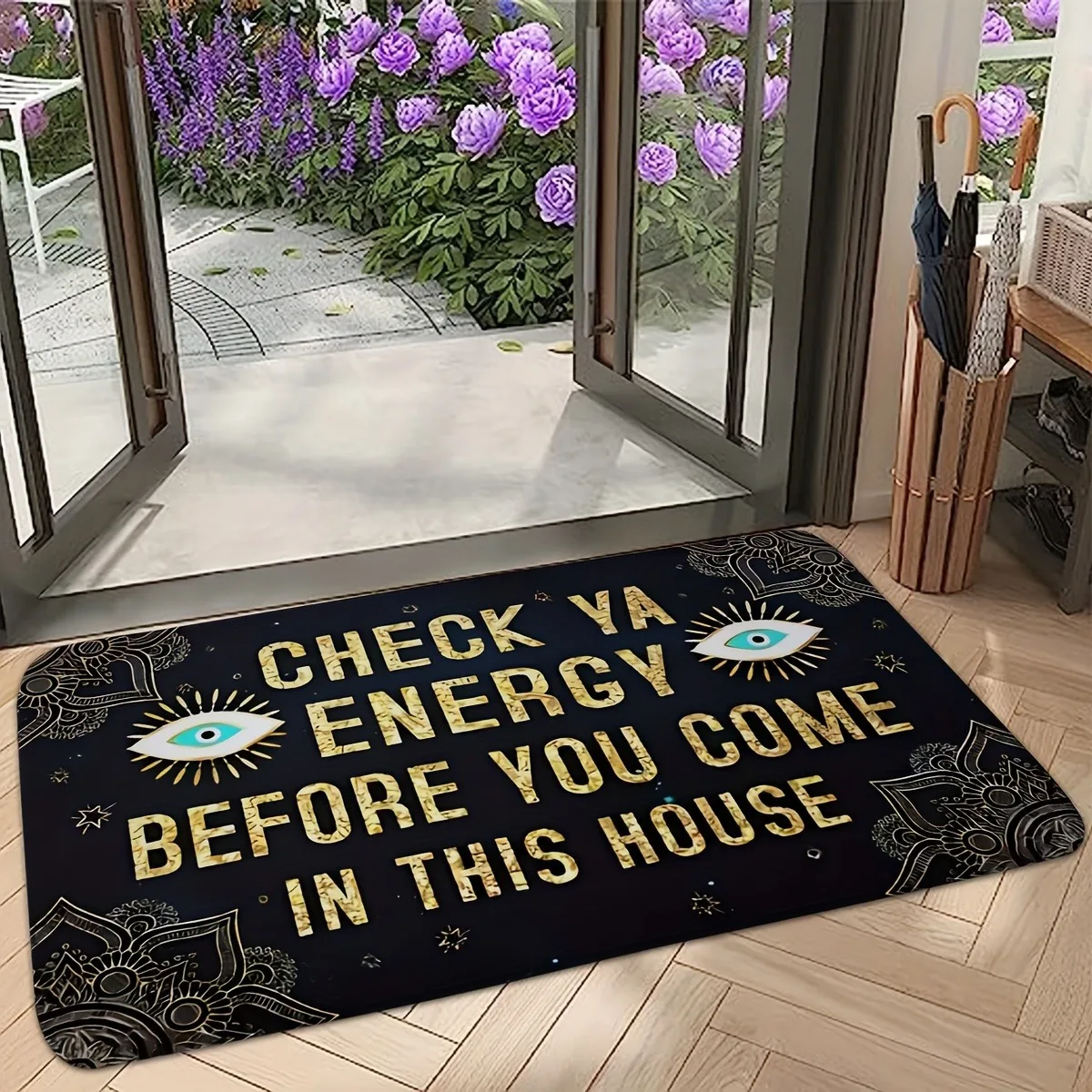 

1PC Check Ya Energy Charactor Door Mats Kitchen Rugs Non-Slip Pop Living room Rugs Bath Mat Carpet for Home Sink Laundry Decor