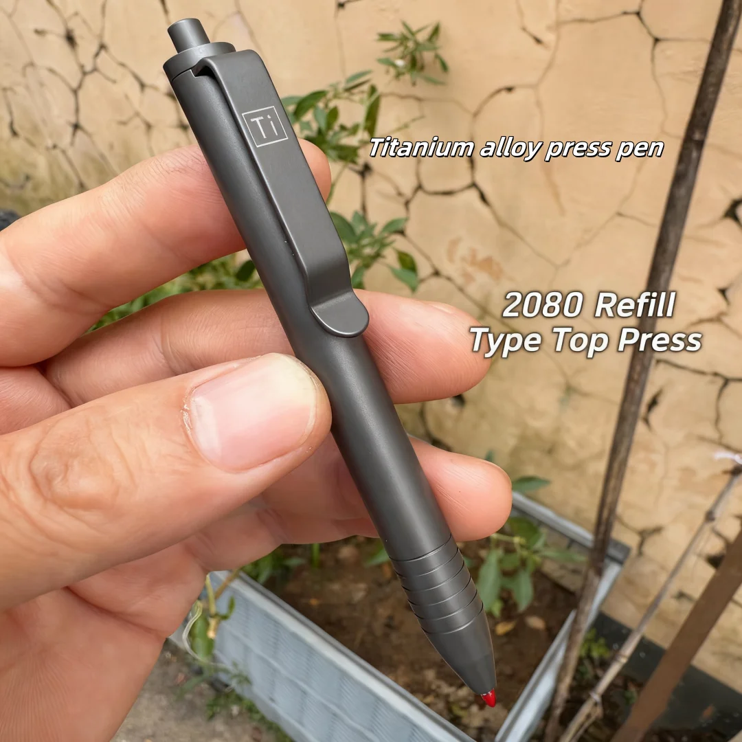 

Professional EDC Titanium Pen, Press-Type Click Mechanism ， Durable Pocket Sized Ballpoint Pen for Business & Outdoor