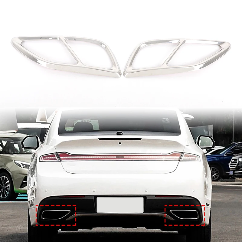 

2Pcs 304 Stainless Steel Quad Exhaust Tip Cover for Lincoln MKZ 2017-2018-2019-2020-2021 Mirror Polished Silver Accessories