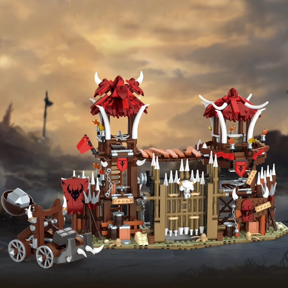 Game Bonefire Gate Architecture Building Sets,Primitive Tribe House Modular Assembly Brick Model Kit,Toys Adult Kid Gift 1279PCS