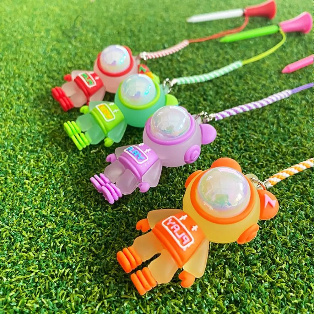 Lightning Bear Golf Tee LED Flash Hanging Ball Tee Silicone Cartoon Doll Pattern Ball Seat With Braided Rope Golf Enthusiasts