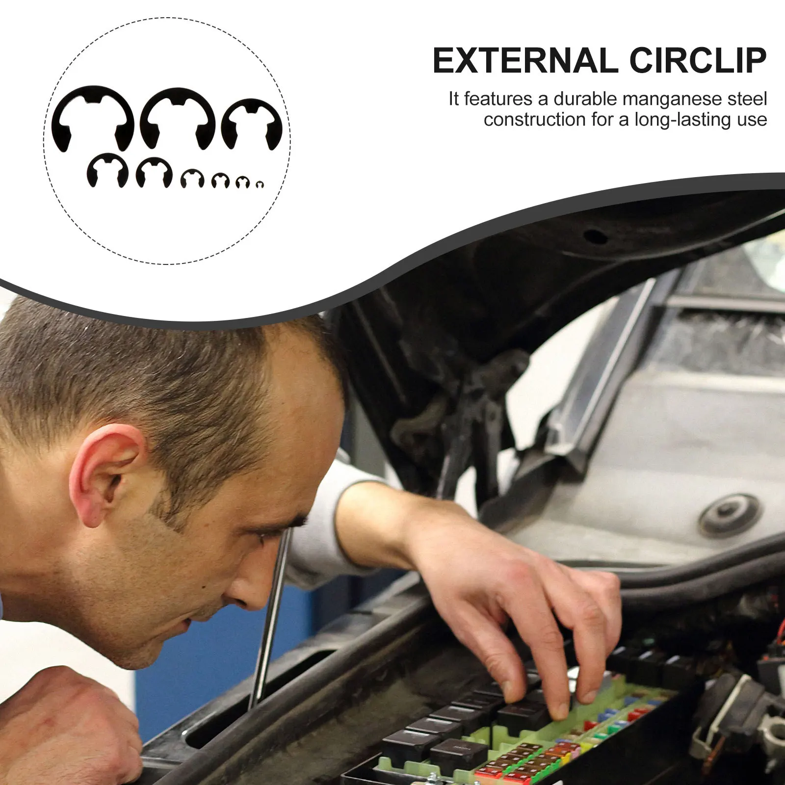 

328Pcs Circlip External Retaining Ring Assortment 9 Sizes Professional Snap Ring Clips Manganese Steel for Machinery Garage