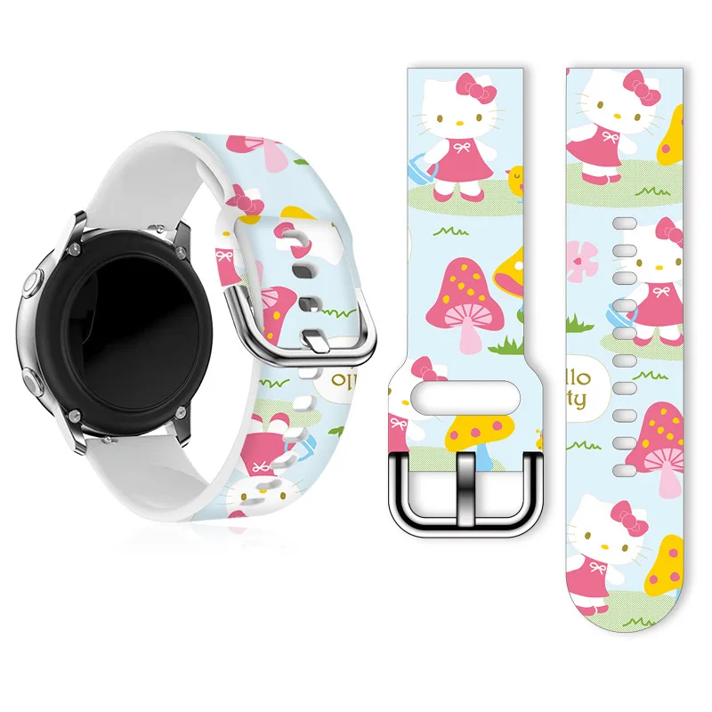 Bracelet en silicone imprimé Sanurgente HelloKitty pour Samsung Huawei, bracelet de montre, accessoires de bracelet, FB-Versa, 23mm, 22mm, 20mm