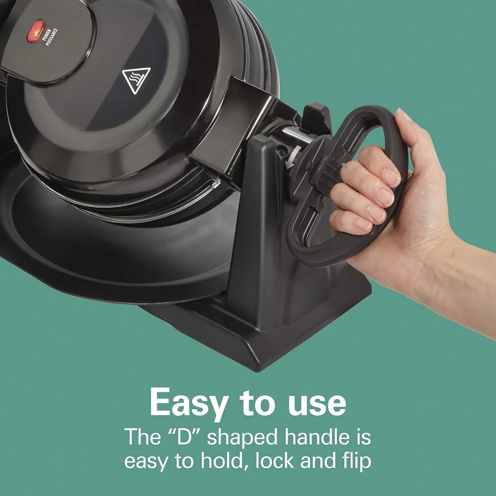 Belgian Waffle Maker with Removable Nonstick Plates, Double Flip, Makes 2 at Once, Black