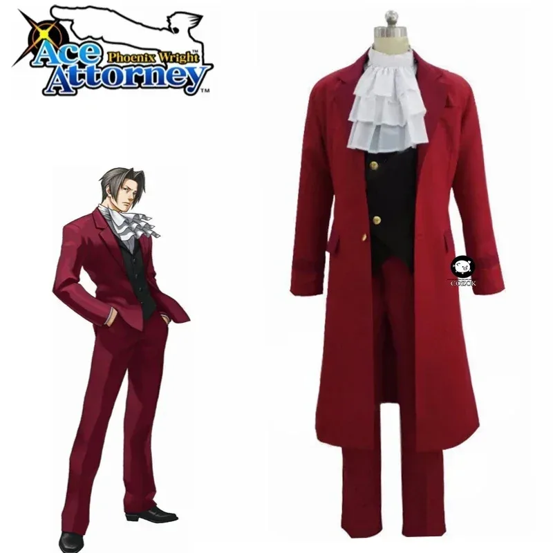 

lili 123《》Ace Attorney Miles Edgeworth Clothing Phoenix Wright Anime Halloween Cosplay Costumes Any Size