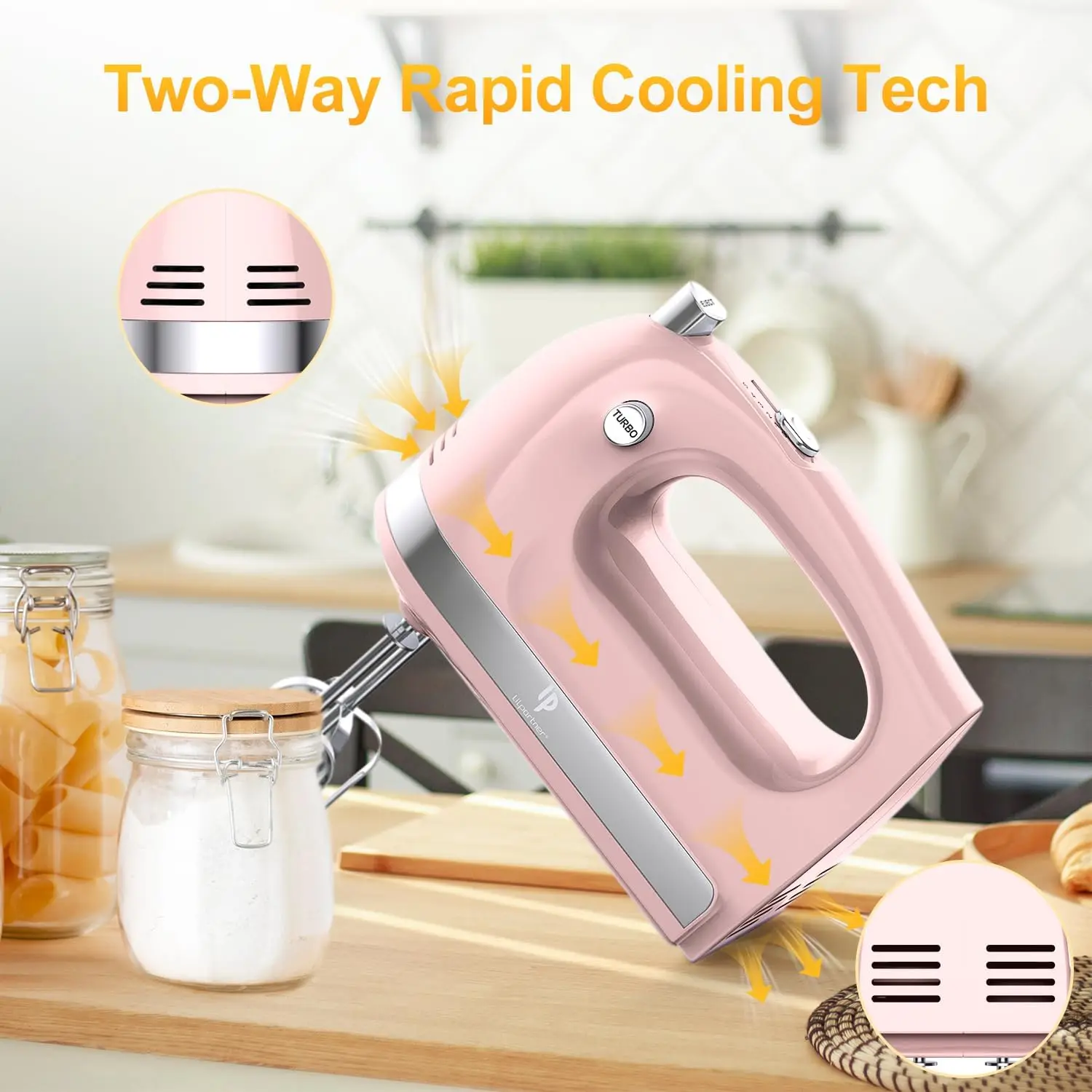 Hand Mixer Electric, 400W Food Mixer 5 Speed Handheld Mixer, 5 Stainless Steel Accessories, Storage Box, Kitchen Mixer with Cord