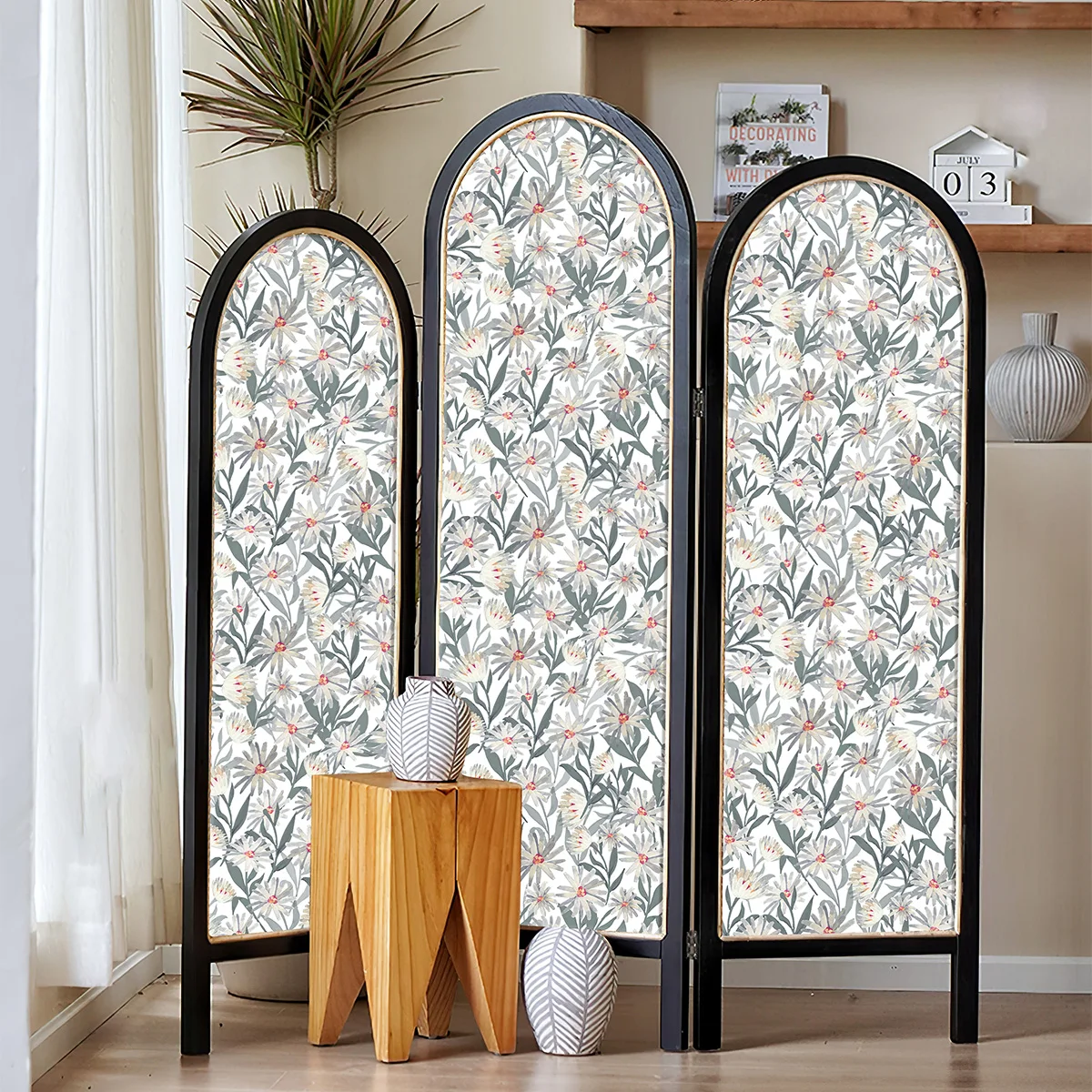 

Blue and White Leaves Self Adhesive Wallpaper Peel and Stick Removable Wall Mural Tropical Leaf Pattern Waterproof Wall Decor