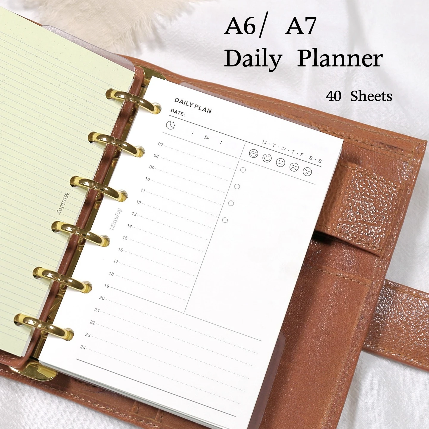 1pc A6/ A7 Daily Planner Loose-Leaf Replacement Inner Pages for To Do Checklist, Timeline, Weekday Label, Emotional Coloring