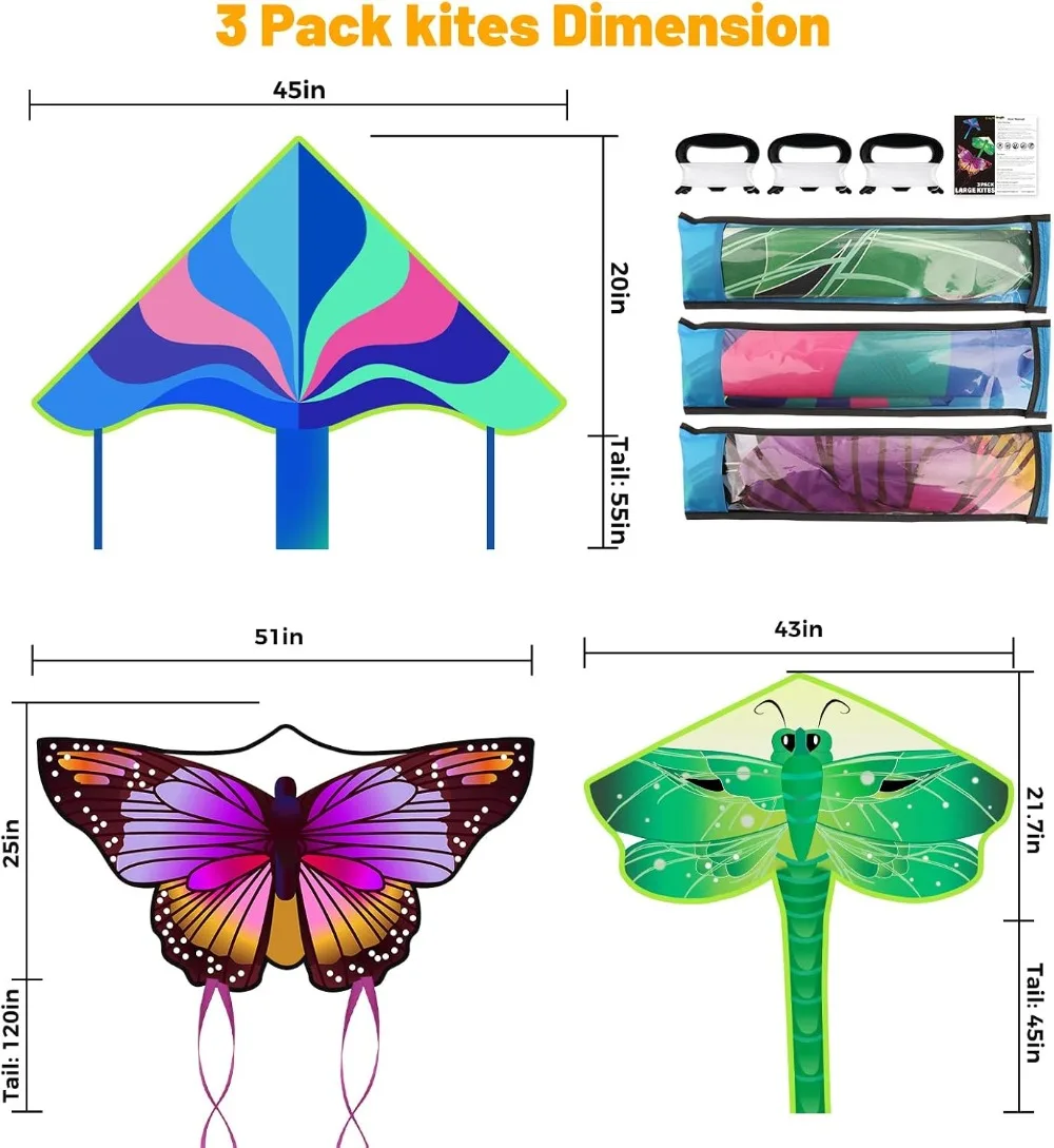 3 Pack Large Kites Butterfly D - Kids Outdoor Easter Gifts review and price