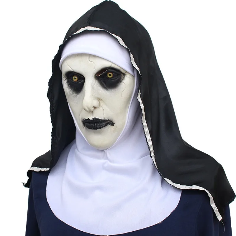 

2024 New Nun Mask Halloween Cosplay Makeup Nuns Mask Tricked Ghost Face Scary Latex Headgear Holiday Props Horror Masks