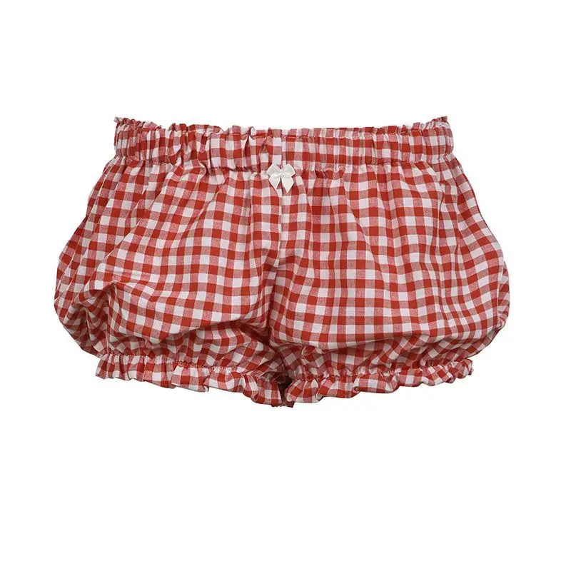 Japan 2026 Spring And Summer Playful Plaid Color-Blocked Bow-Knot Splicing Low-Waist Shorts Niche Slimming Flower Bud Hot Pants