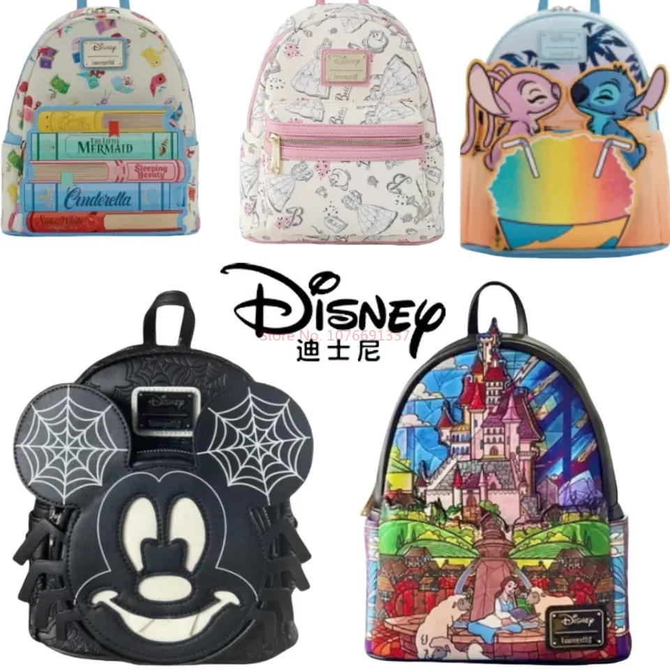 Disney-Sac à dos Loungefly Stitch pour femme, dessin animé mignon, design brodé, frais et décontracté, mini sac à dos